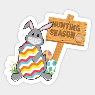 Egg Hunting Season Easter Rabbit With Sign Sticker